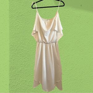 70s vintage multi coloured polka dot white frilly disco dress